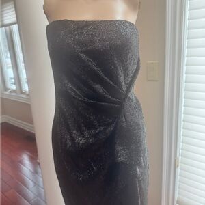 Rachel Zoe Shimmering Black Strapless Midi Dress